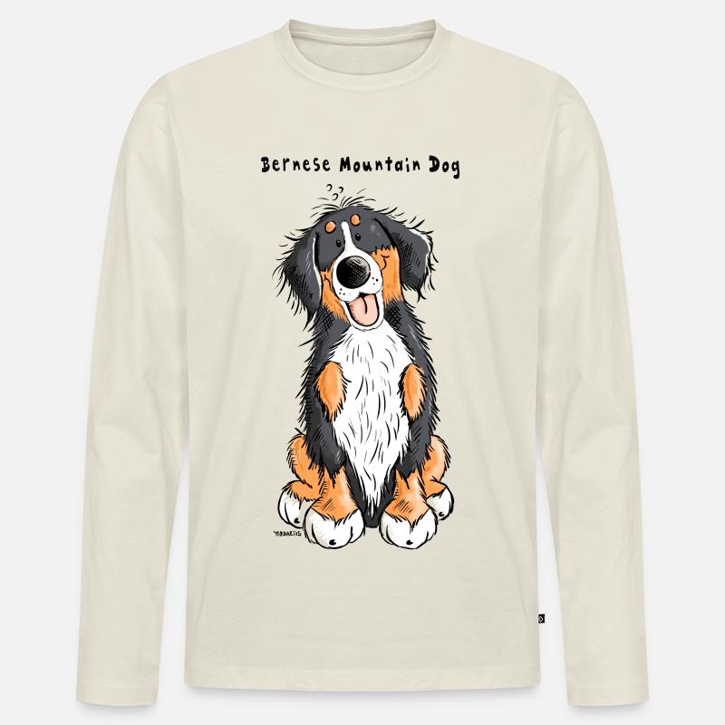 Berner Sennenhund mach Sitz - Männer Premium Bio Langarmshirt - Naturweiß