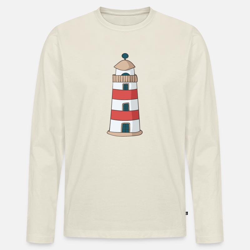 Leuchtturm - Männer Premium Bio Langarmshirt - Naturweiß