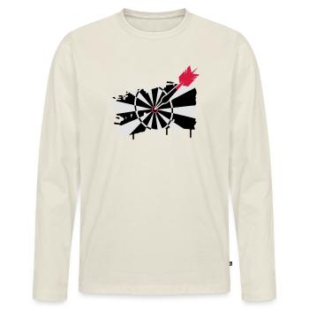 Jeu de fléchettes avec des fléchettes - T-shirt manches longues Premium bio Homme - blanc cassé - Devant - Nico (187cm)