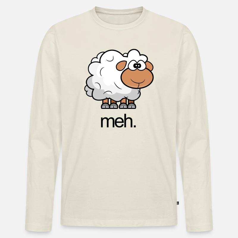 Schaf-Illustrationscomic mit Zitat - Männer Premium Bio Langarmshirt - Naturweiß