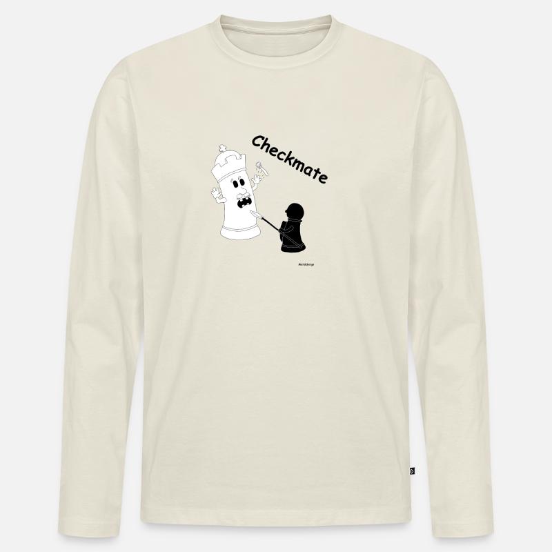 Checkmate / Schachmatt - Männer Premium Bio Langarmshirt - Naturweiß