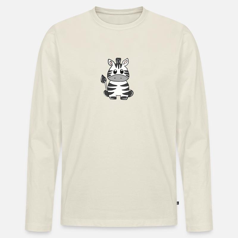 Zebra - Männer Premium Bio Langarmshirt - Naturweiß
