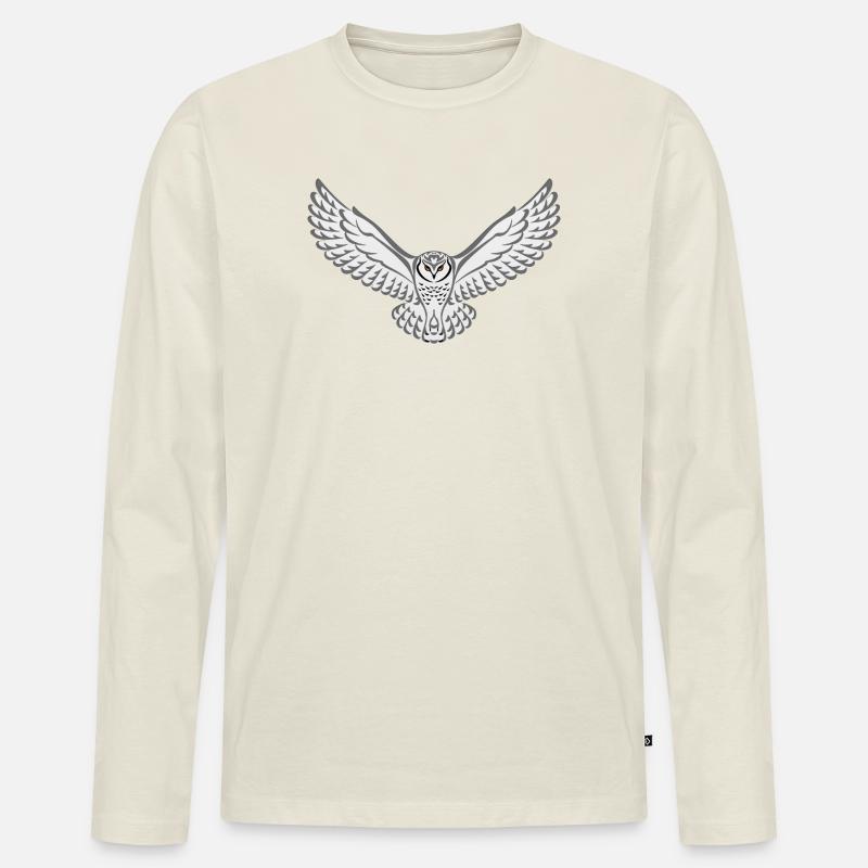 Stammes-Schnee-Eule - Männer Premium Bio Langarmshirt - Naturweiß