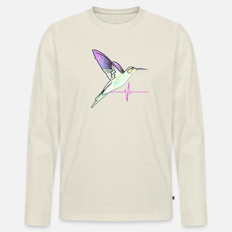 kolibri effect Herzschlag - Männer Premium Bio Langarmshirt - Naturweiß