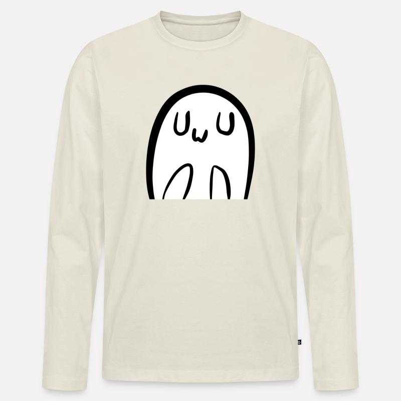 Cute UwU Ghost - Männer Premium Bio Langarmshirt - Naturweiß