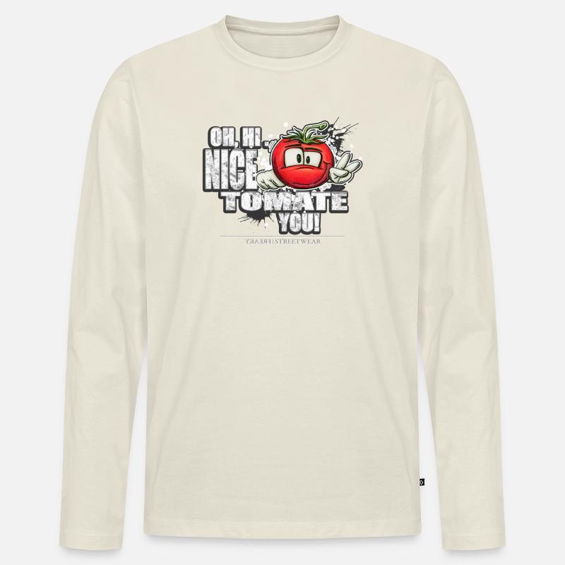 nice tomate you - Männer Premium Bio Langarmshirt - Naturweiß