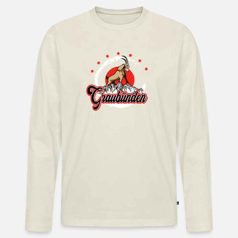 Graubünden Steinbock - Männer Premium Bio Langarmshirt - Naturweiß