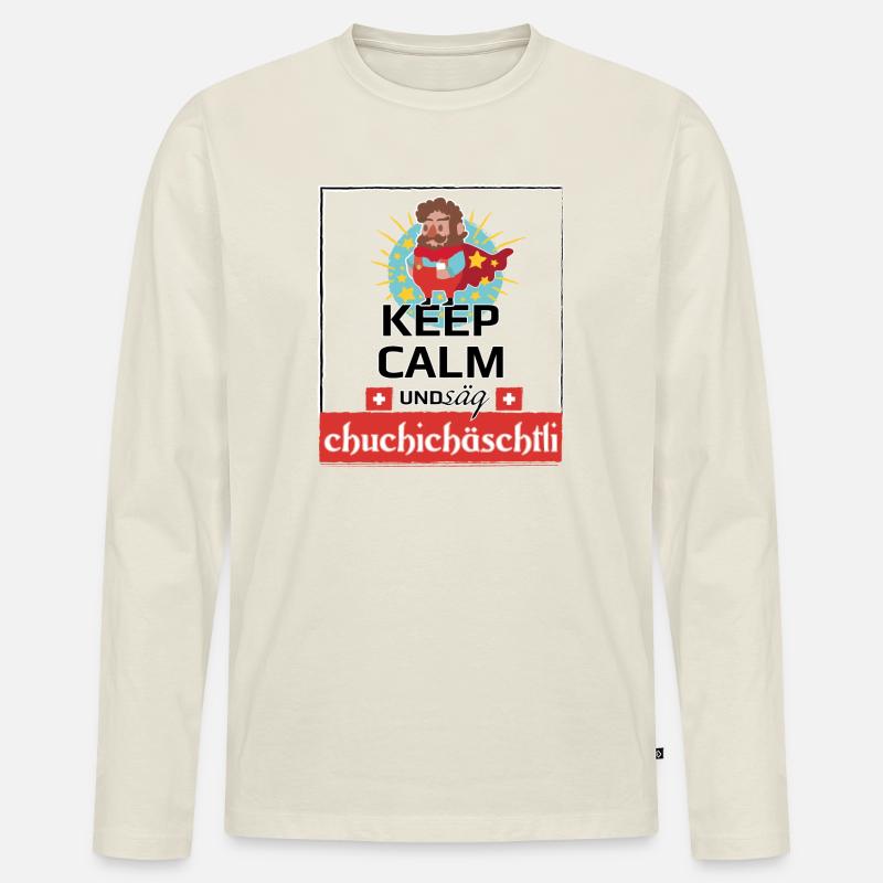 säg Chuchichäschtli - Männer Premium Bio Langarmshirt - Naturweiß