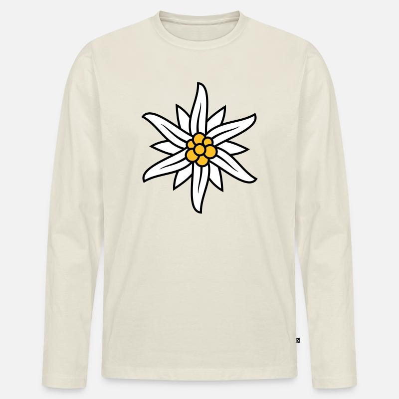 Edelweiss Bergblume Logo - Männer Premium Bio Langarmshirt - Naturweiß