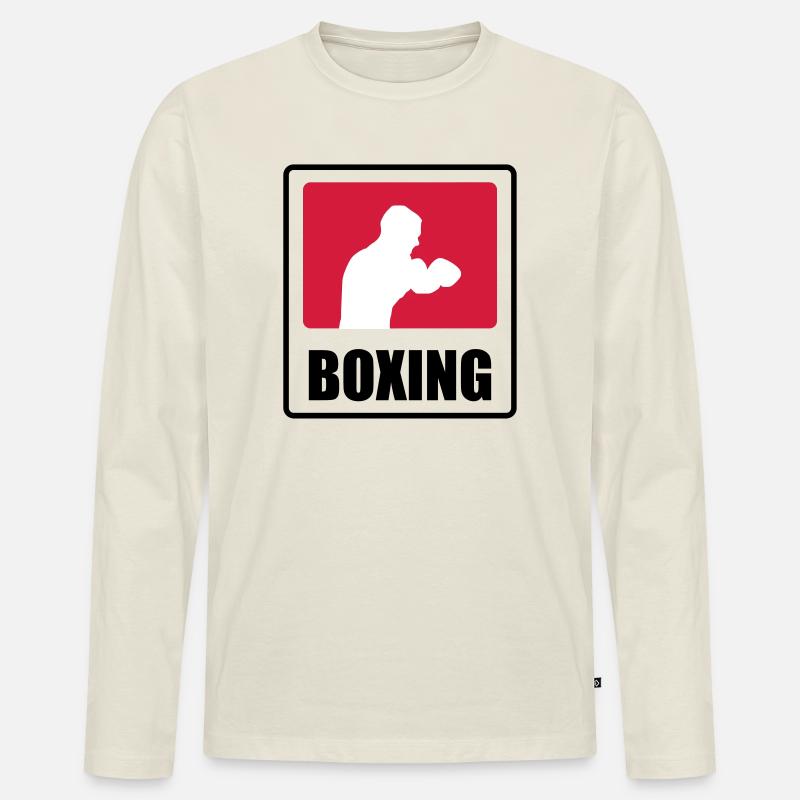 Boxer - Boxen 🥊 - Männer Premium Bio Langarmshirt - Naturweiß