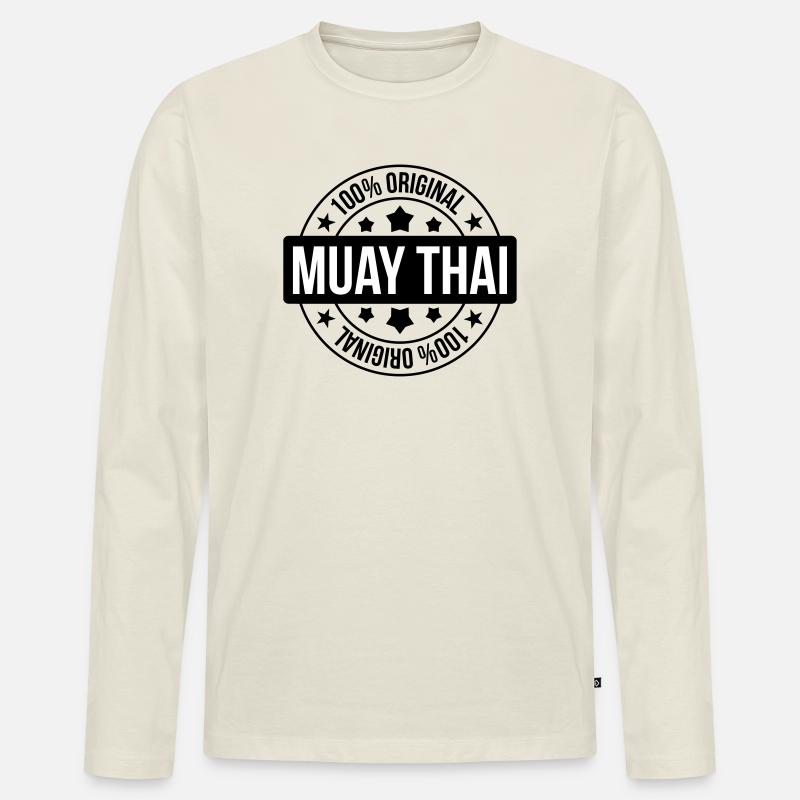 Muay-Thai - Thai-Boxen - Männer Premium Bio Langarmshirt - Naturweiß
