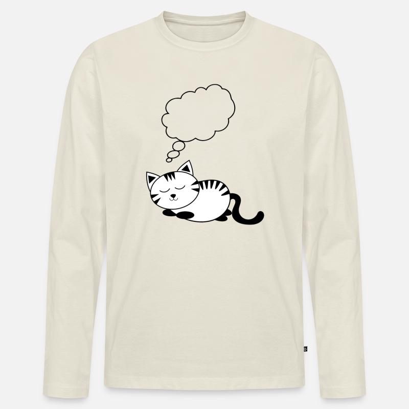 Katze KätzchenTier Comic personalisierbar Geschenk - Männer Premium Bio Langarmshirt - Naturweiß