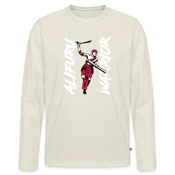 Alifuru Warrior Man - Männer Premium Bio Langarmshirt - Naturweiß - Vorne - Nico (187cm)