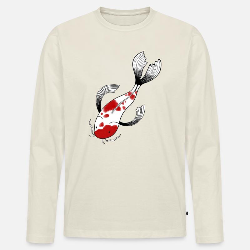 Koi Karpfen Japan - Männer Premium Bio Langarmshirt - Naturweiß