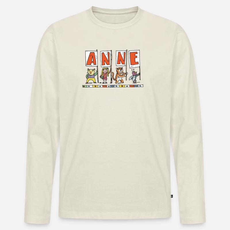 Anne - Männer Premium Bio Langarmshirt - Naturweiß