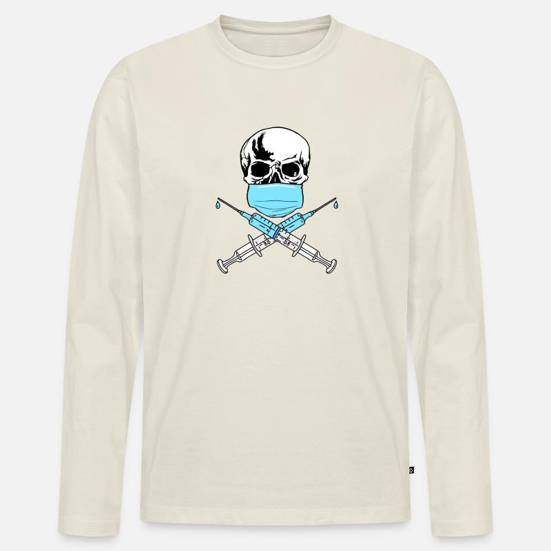 Schädelimpfstoff - Männer Premium Bio Langarmshirt - Naturweiß