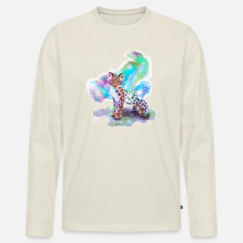 Schneeleopard - Männer Premium Bio Langarmshirt - Naturweiß