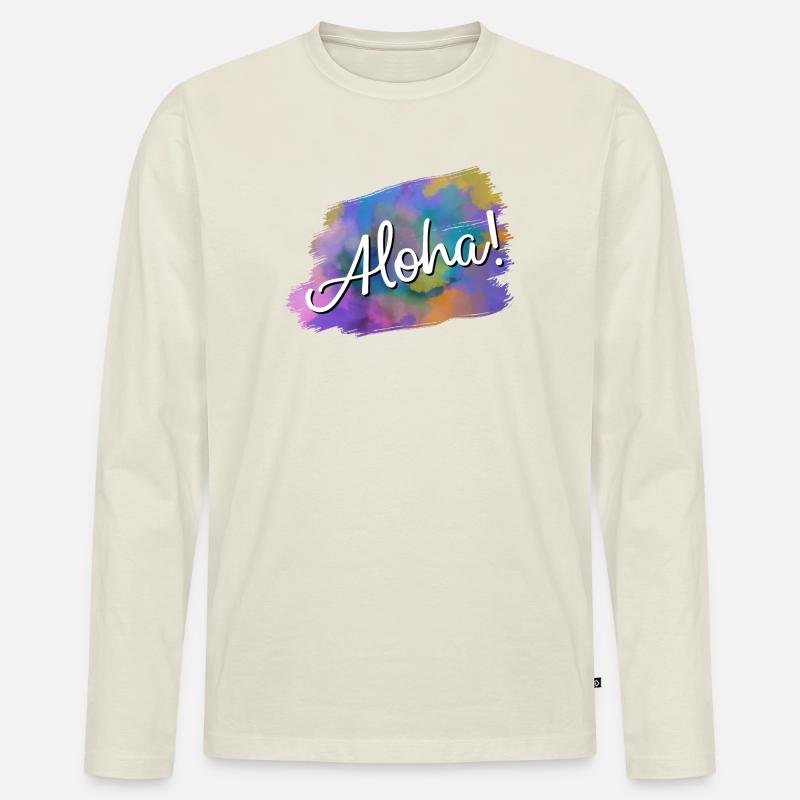 Aloha! - Männer Premium Bio Langarmshirt - Naturweiß