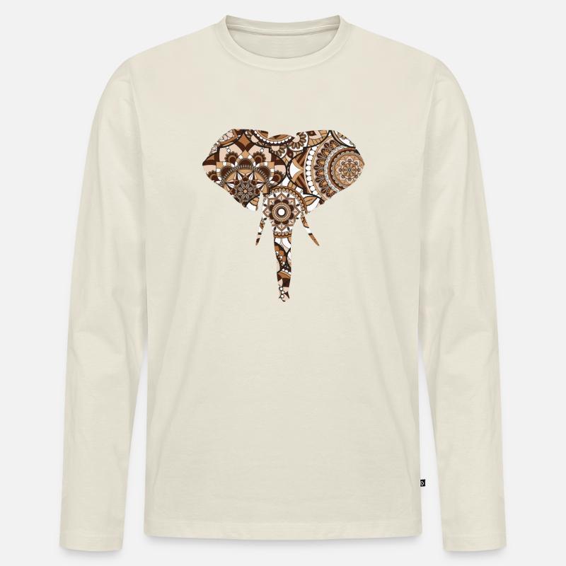 Elephant pattern - Men's Premium Organic Long Sleeve Shirt - off white