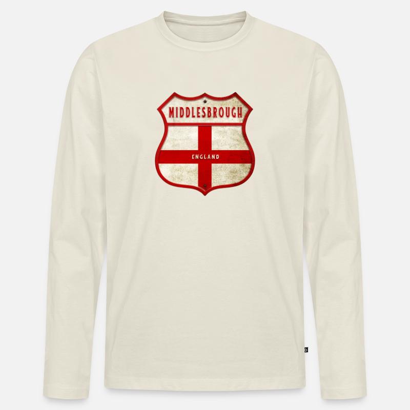 Middlesbrough England Wappen - Männer Premium Bio Langarmshirt - Naturweiß