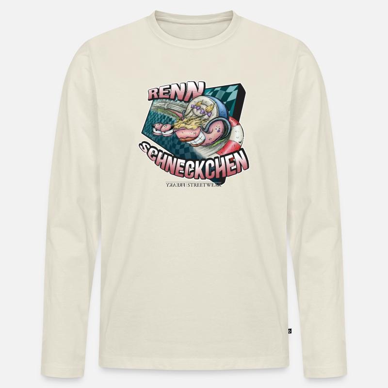 Rennschneckchen - Männer Premium Bio Langarmshirt - Naturweiß