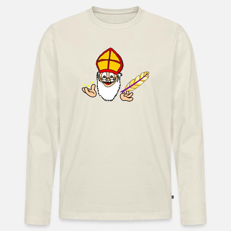 Weihnachtsmann - Männer Premium Bio Langarmshirt - Naturweiß