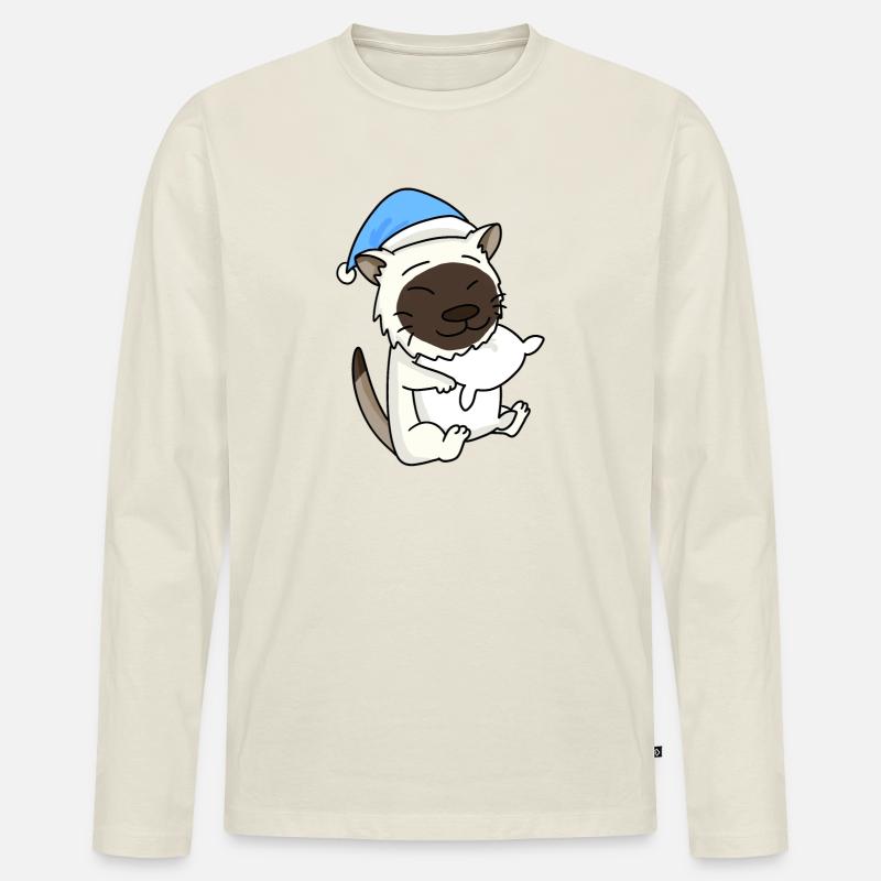 Katze Katzenrasse Birma - Männer Premium Bio Langarmshirt - Naturweiß