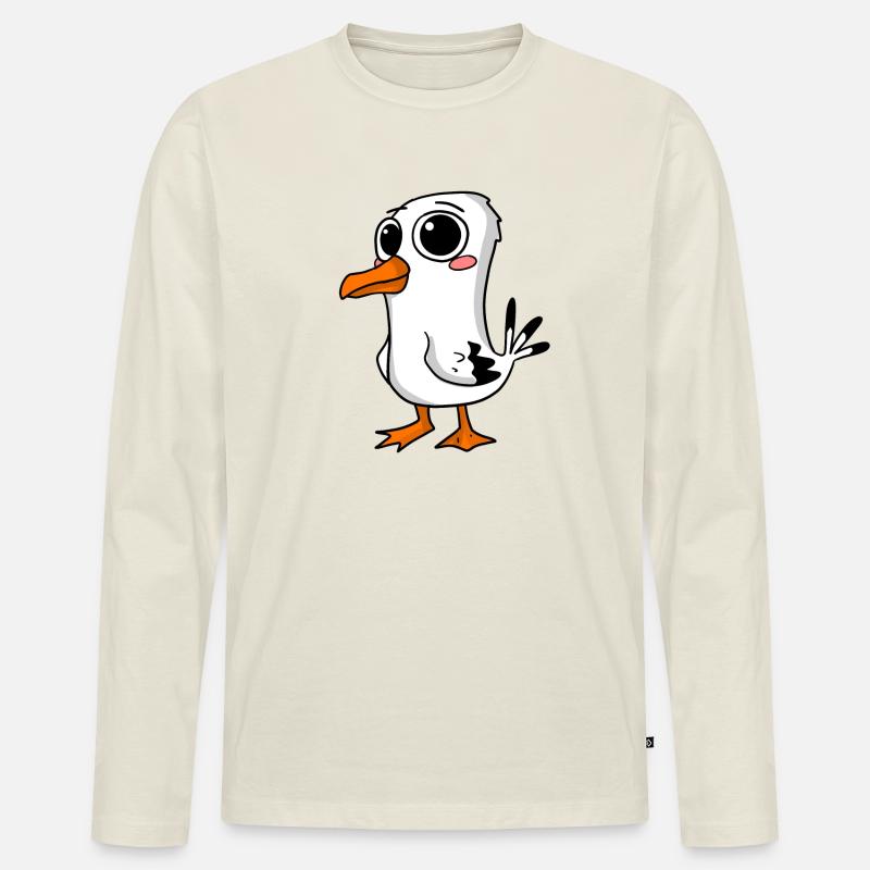 Niedliche Möwe - Männer Premium Bio Langarmshirt - Naturweiß