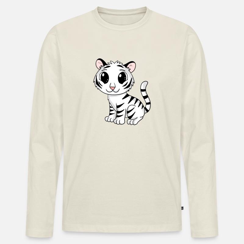 weißer Tiger - Männer Premium Bio Langarmshirt - Naturweiß