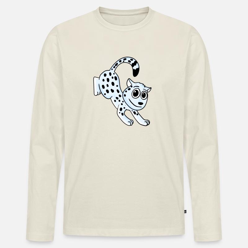 Schneeleopard Leopard - Männer Premium Bio Langarmshirt - Naturweiß