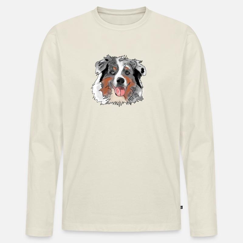 Australian Shepherd - Männer Premium Bio Langarmshirt - Naturweiß