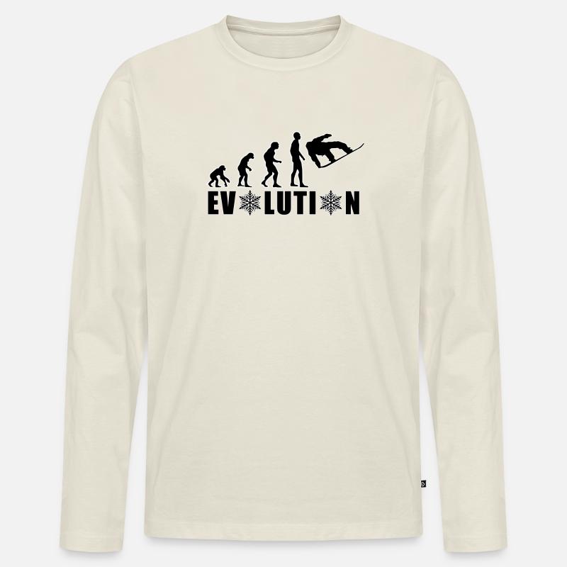 EVOLUTION SNOWBOARD Schnee Winter Geschenk - Männer Premium Bio Langarmshirt - Naturweiß