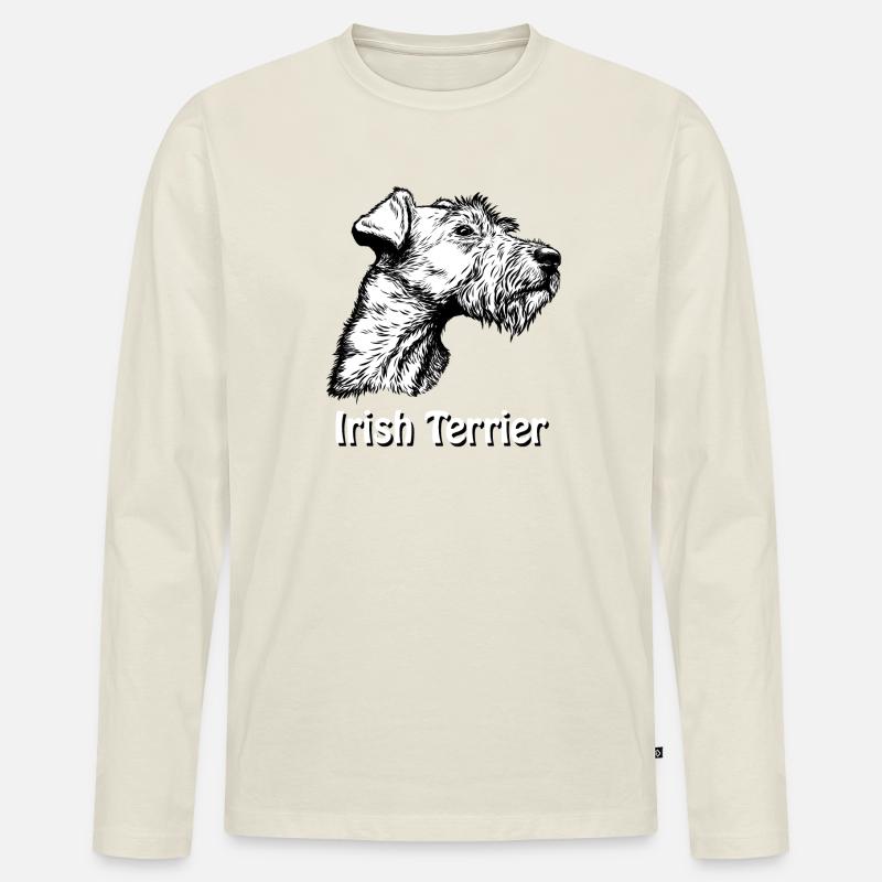 Irish Terrier Portrait - Männer Premium Bio Langarmshirt - Naturweiß