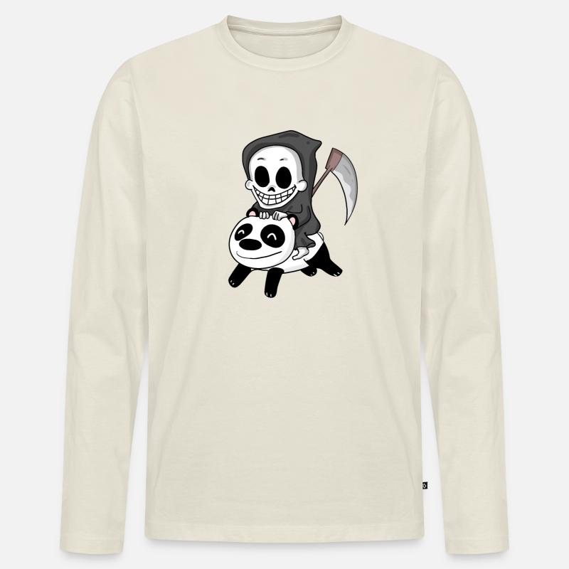 Sensenmann Panda - Männer Premium Bio Langarmshirt - Naturweiß