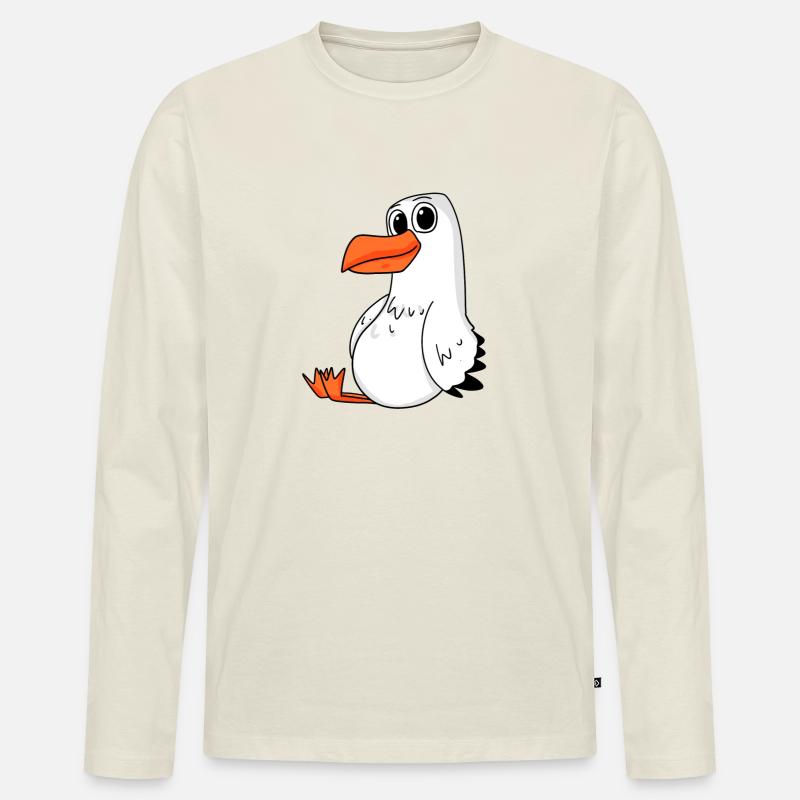 Möwe - Männer Premium Bio Langarmshirt - Naturweiß