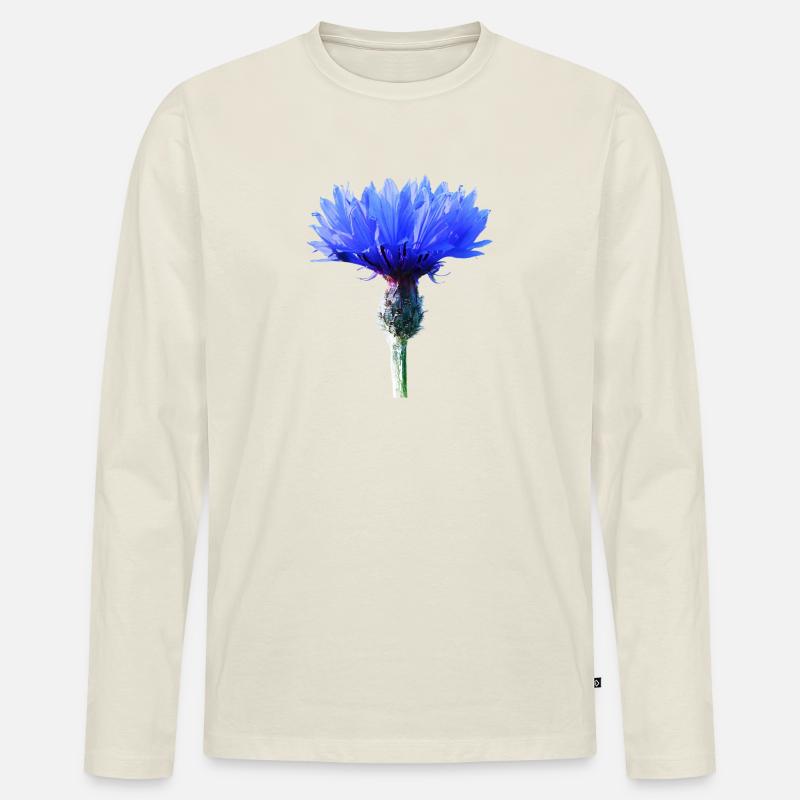 Kornblume - Männer Premium Bio Langarmshirt - Naturweiß