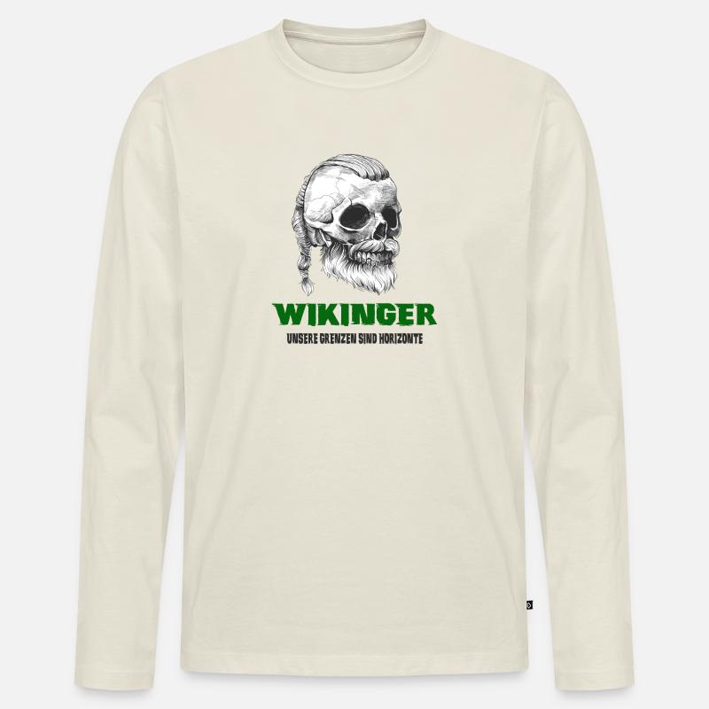 Wikinger Totenkopf Design - Männer Premium Bio Langarmshirt - Naturweiß