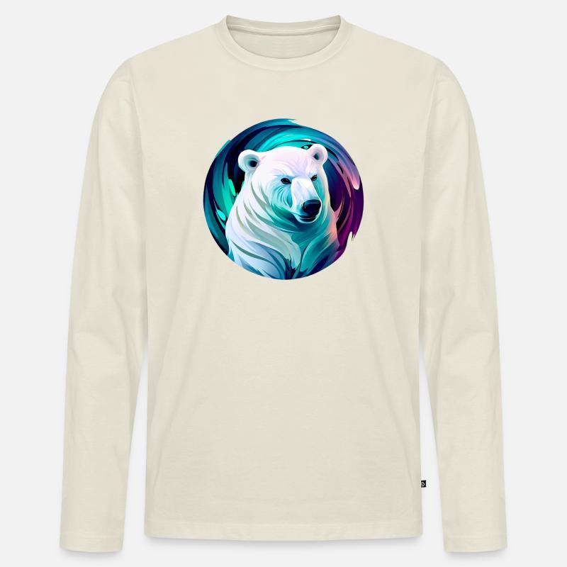 Weißer Eisbär - Männer Premium Bio Langarmshirt - Naturweiß