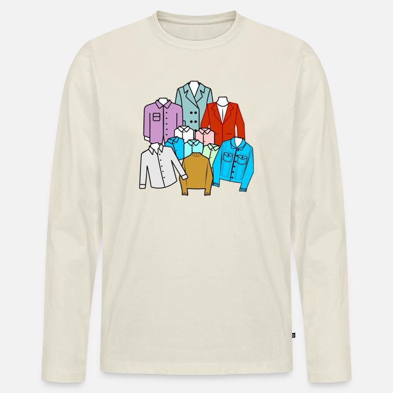 Bekleidungsgeschäft 03 - Männer Premium Bio Langarmshirt - Naturweiß