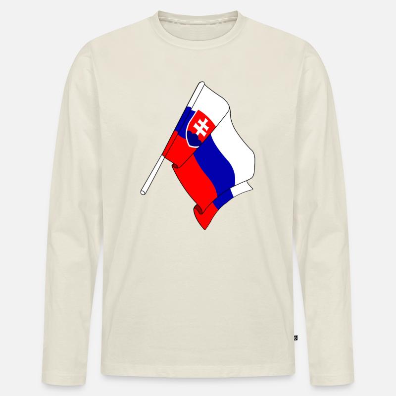 Flagge der Slowakei - Männer Premium Bio Langarmshirt - Naturweiß