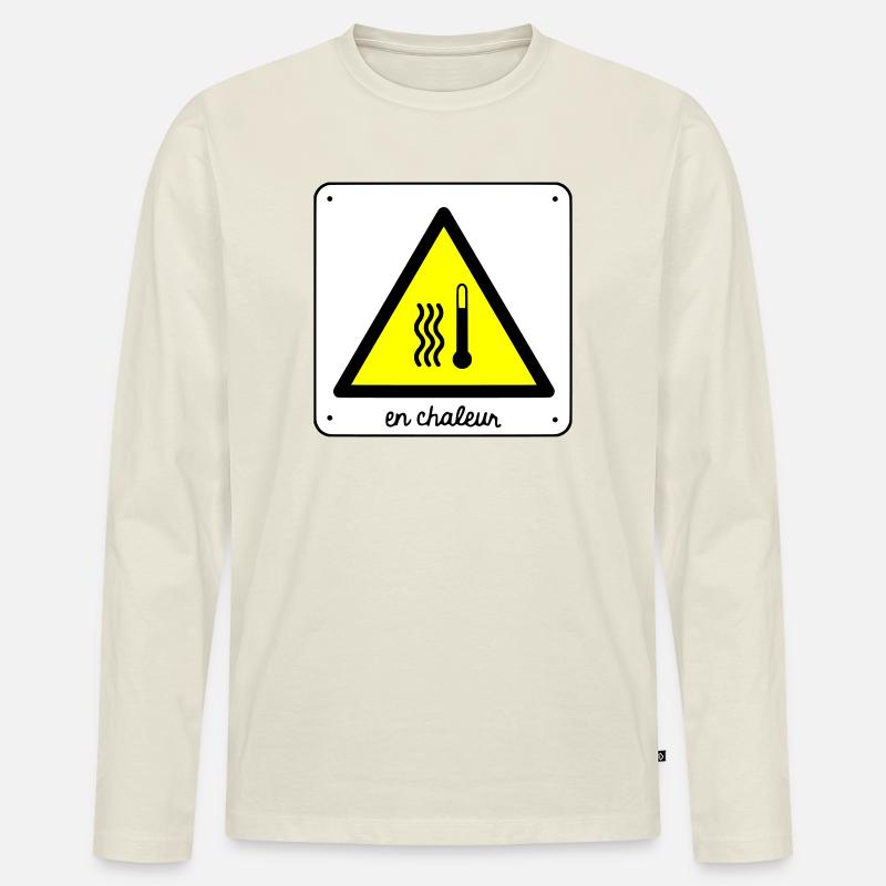 Wärme - Männer Premium Bio Langarmshirt - Naturweiß