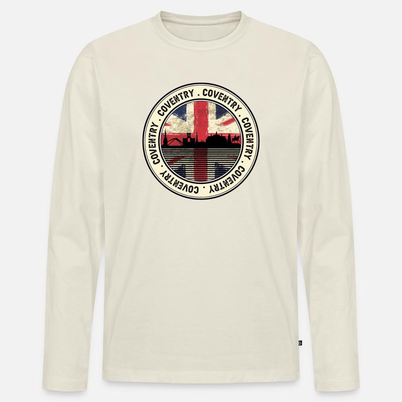 Coventry Union Skyline-Abzeichen - Männer Premium Bio Langarmshirt - Naturweiß