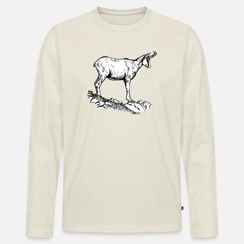 Gams - Männer Premium Bio Langarmshirt - Naturweiß
