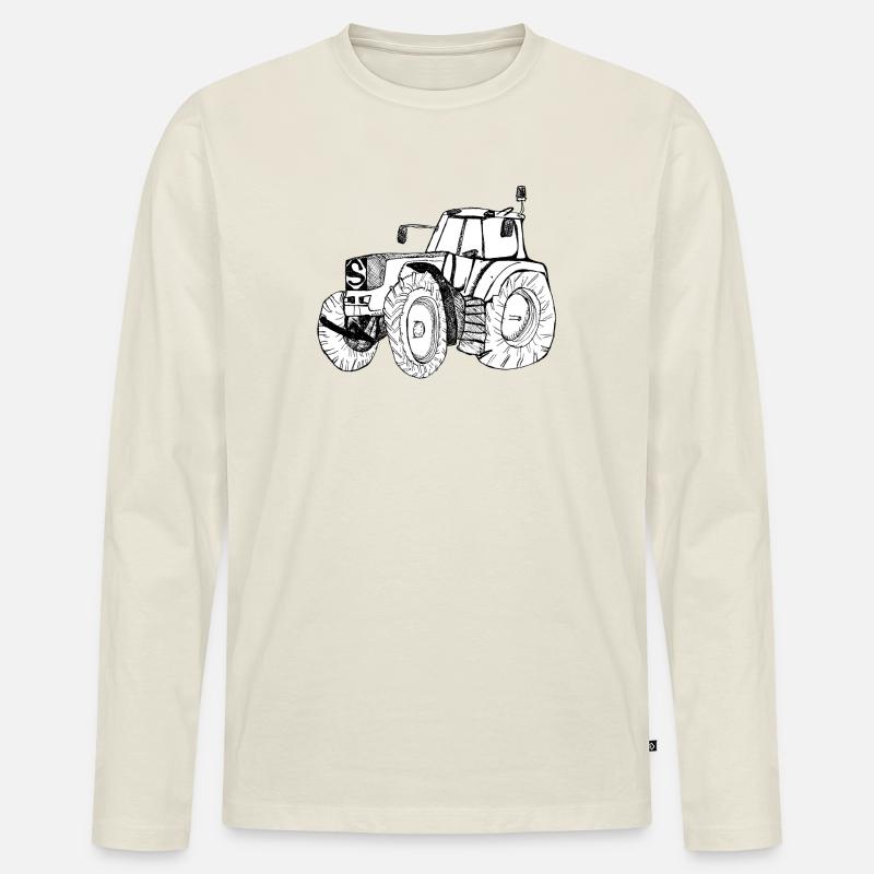Traktor - Männer Premium Bio Langarmshirt - Naturweiß