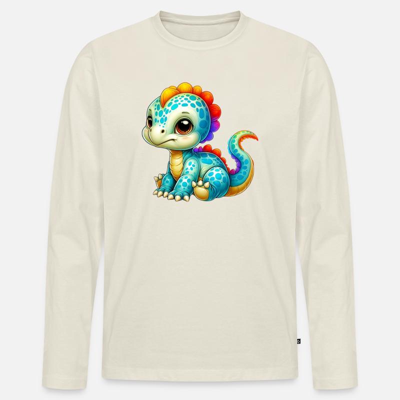 Dinosaurier - Männer Premium Bio Langarmshirt - Naturweiß