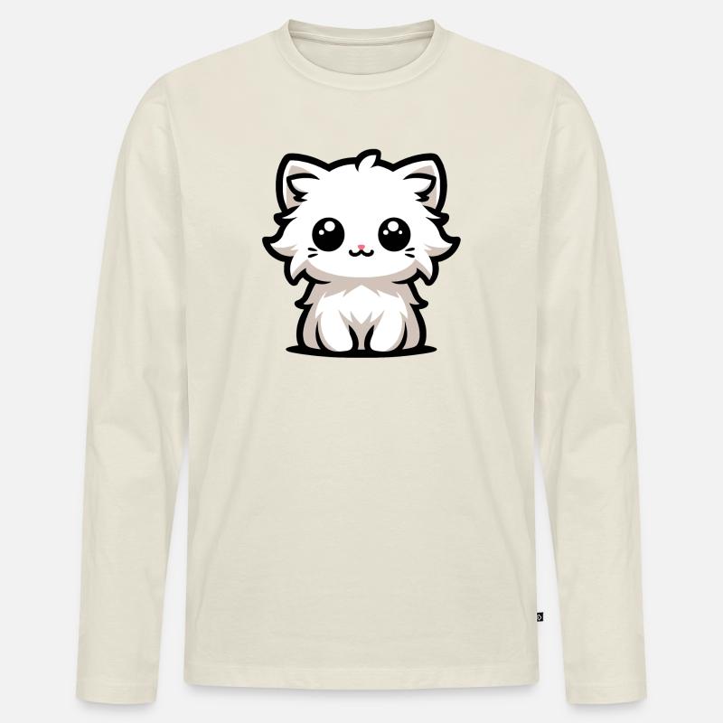 Das süßeste Kätzchen - Männer Premium Bio Langarmshirt - Naturweiß