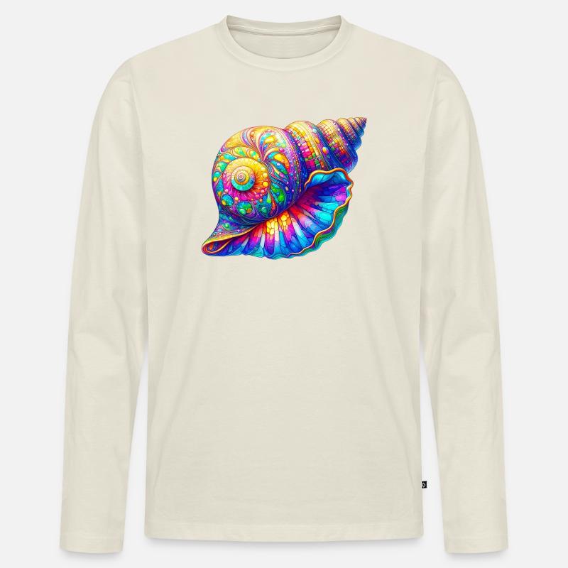 Muschel - Männer Premium Bio Langarmshirt - Naturweiß