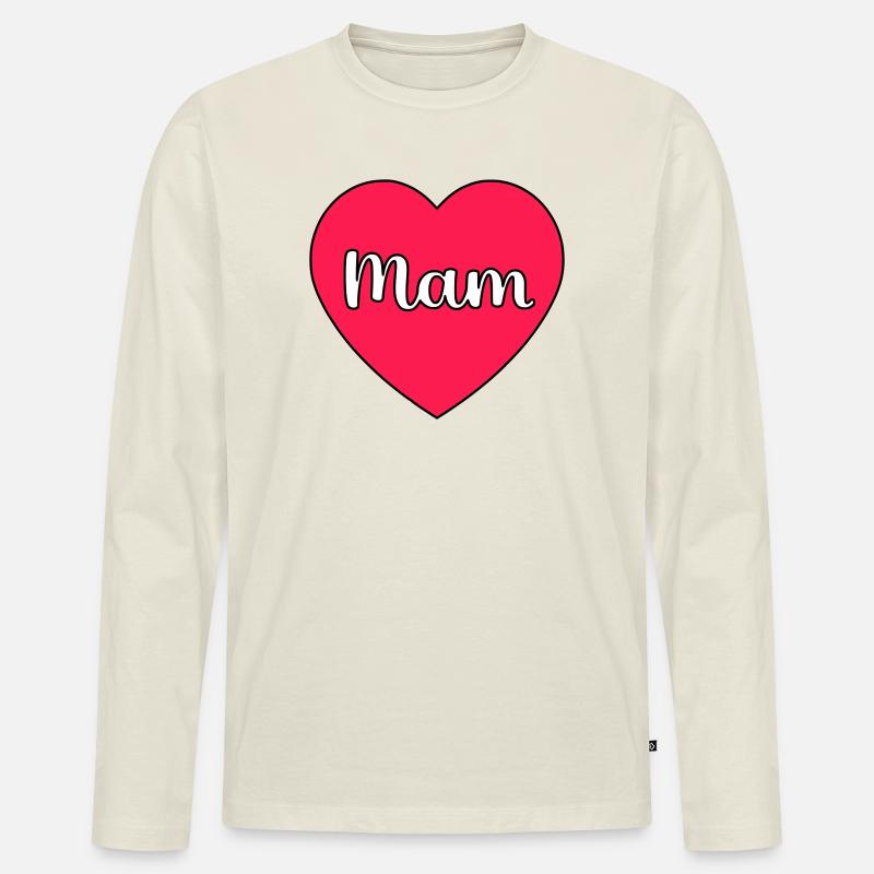 Mama Hart - Männer Premium Bio Langarmshirt - Naturweiß