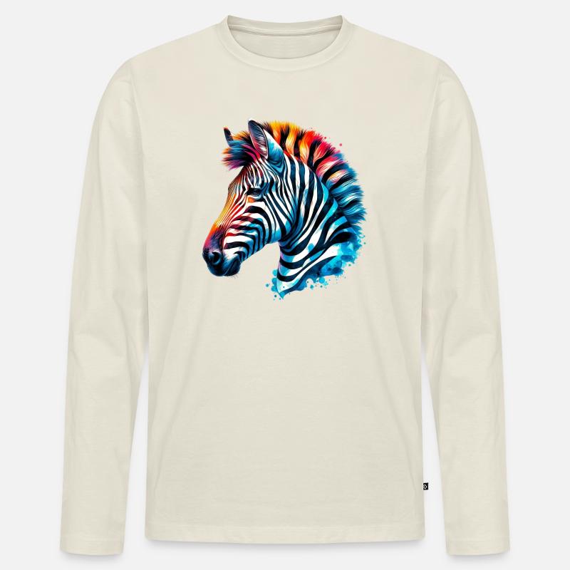 Zebra - Männer Premium Bio Langarmshirt - Naturweiß