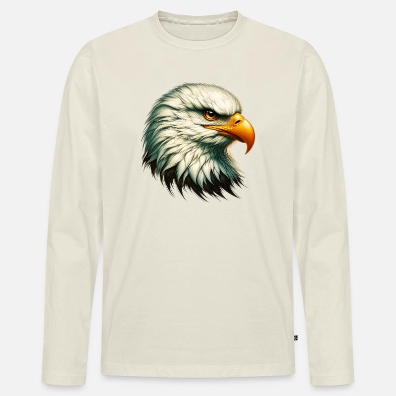 Adler - Männer Premium Bio Langarmshirt - Naturweiß